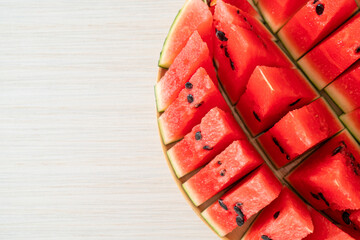 fresh watermelon sliced on plate