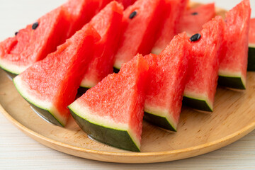 fresh watermelon sliced on plate