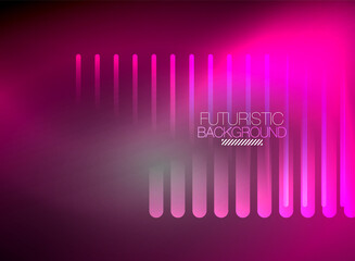 Bright neon color techno abstract background, shiny glowing neon lines in the dark background