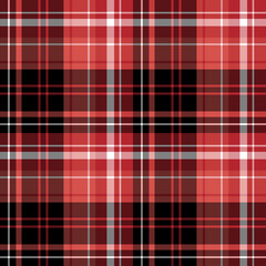 Seamless pattern in red, black and white colors for plaid, fabric, textile, clothes, tablecloth and other things. Vector image.