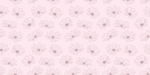 Garden cosmos flower vector pattern background, floral design