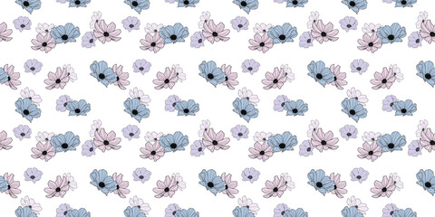 Garden cosmos flower vector pattern background, floral design