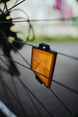 Yellow turn signal light on a wire