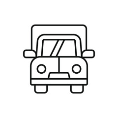 Delivery truck linear icon. Thin line customizable illustration. Contour symbol. Vector isolated outline drawing. Editable stroke