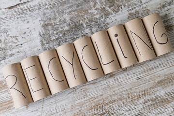 Sorted cardboard rolls showing recycling concept
