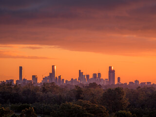 Fototapeta na wymiar Golden Brisbane City Sunrise