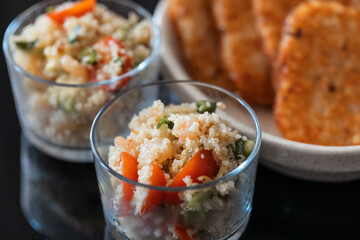 Potato biscuits with quinoa salad