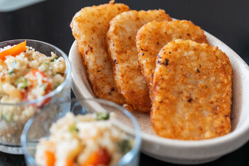 Potato biscuits with quinoa salad