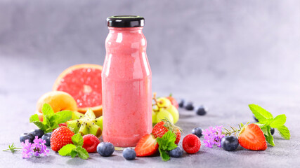 strawberry smoothie with fresh fruits