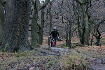 Obraz premium mountain biker attack position 