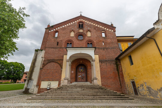 Morimondo, Italy - 2021, May 22: outdoor daylight shot of the Morimondo Abbey, located in northern Italy.