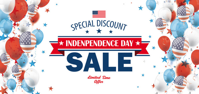 Independence Day Sale USA Balloons Stars Header