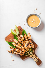 Chicken grilled satay skewers
