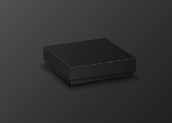 Black empty box on black background. Top view. Template for your presentation design, banner, brochure or poster.