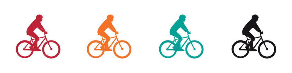 Fototapeta na wymiar Cyclist Silhouette Icon Set - Vector Illustrations Isolated On White Background