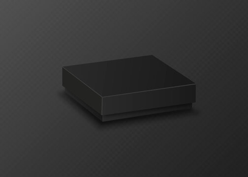 Black empty box on black background. Top view. Template for your presentation design, banner, brochure or poster.
