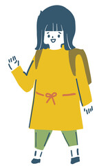 ゆるい線で描いたランドセル姿の女の子