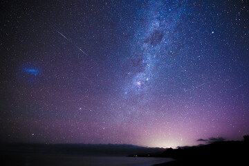Fototapeta na wymiar Starry night sky on Kaikoura Coast Track, New Zealand