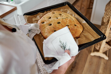 Focaccia straight from the oven