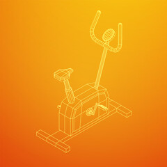 Fototapeta premium Excercise Bike. Gym equipment. Sport cardio fitness concept. Wireframe low poly mesh vector illustration.