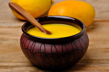 Mango juice or shake in bowl