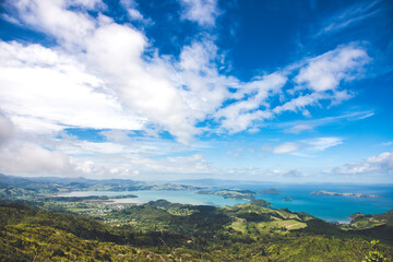 Fototapeta na wymiar View from the hill top, Coromandel Peninsula, New Zealand
