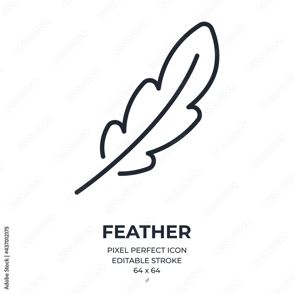 Canvas Prints feather editable stroke outline icon isolated on white background flat vector illustration. pixel pe