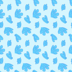 Vector seamless pattern blue leaves, plant. Background illustration, decorative design for fabric or paper. Ornament modern