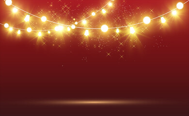 Fototapeta na wymiar Christmas bright, beautiful lights, design elements. Glowing lights for design of Xmas greeting cards. Garlands, light Christmas decorations. 
