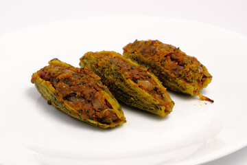 Stuffed bitter gourd or bitter melon dish