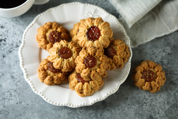 Traditional homemade cookies filled with jam