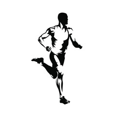 Fototapeta na wymiar Run. Marathon runner, isolated vector silhouette, ink drawing