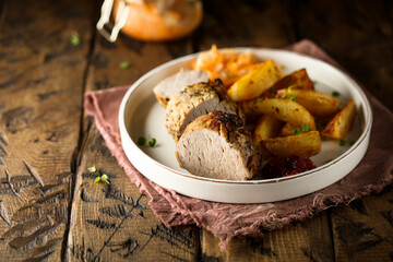 Roasted pork fillet with potato