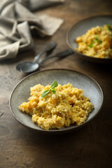 Homemade pumpkin couscous with fresh mint