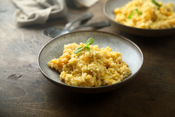 Homemade pumpkin couscous with fresh mint