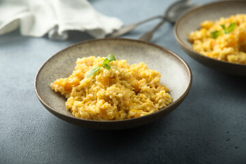 Homemade pumpkin couscous with fresh mint