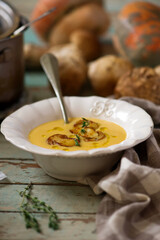 Pumpkin and potato  mushroom soup..style rustic