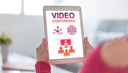 Video conference concept on a tablet