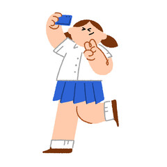 自撮りをしている女子学生