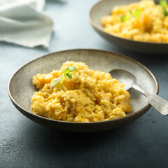 Homemade pumpkin couscous with fresh mint