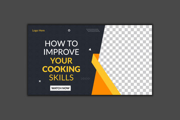 Cooking Youtube Thumbnail Template and Web Banner Design
