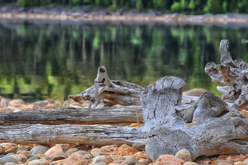 stones lakeside landscape coast view