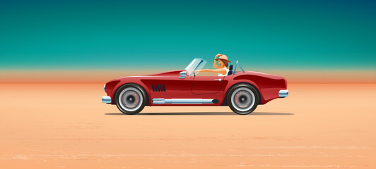 The girl in a cabriolet, hurries on rest