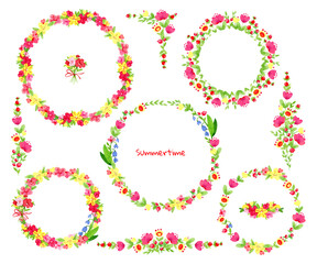 Watercolor delicate floral frames set.