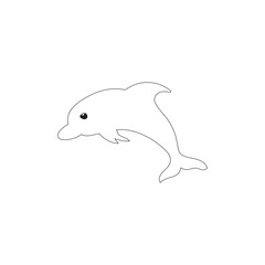 one line art Dolphins isolated on white background.