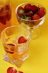 salad with strawberry and cold drinks