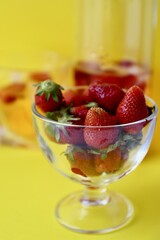 strawberries in glass and drink