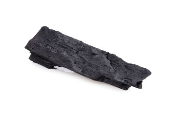 Natural wood charcoal isolated on white background