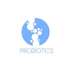 Probiotics logo. Bacteria logo. Concept of healthy nutrition ingredient for therapeutic purposes. Simple flat style trend modern logotype graphic design isolated