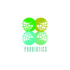 Probiotics logo. Bacteria logo. Concept of healthy nutrition ingredient for therapeutic purposes. Simple flat style trend modern logotype graphic design isolated
